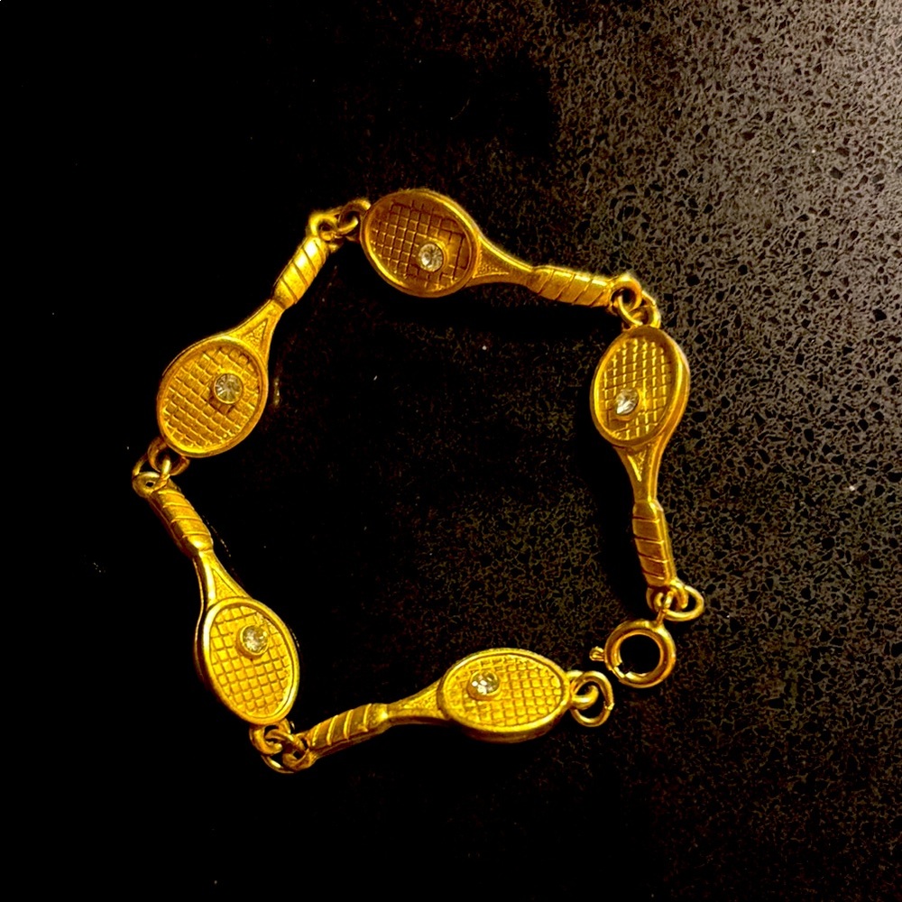 Elegant Vintage Gold Tennis Racket Bracelet